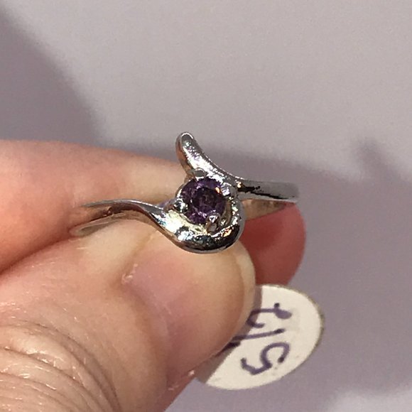 Amethyst Cz Purple U Shaped Ring, Size 5 1/2 - Picture 4 of 8